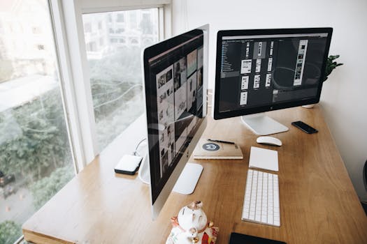 productive workspace with tools